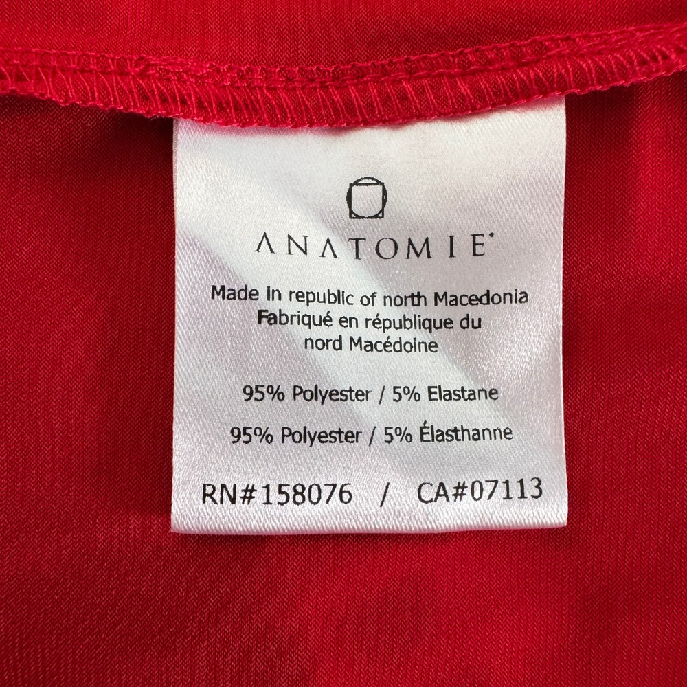 Anatomie Marine Travel Dress Medium Atomic Red Ruched Faux Wrap V-Neck Stretch - Picture 8 of 9